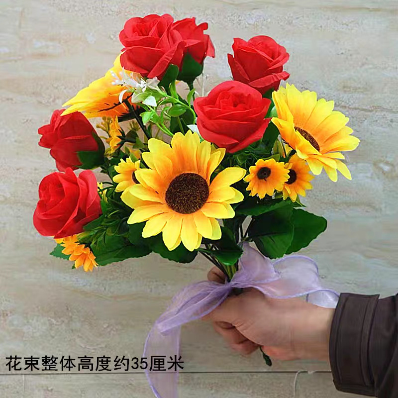 Reunión deportiva, actividades estudiantiles, baile, flores falsas coloridas, flores de plástico, flores de seda, baile, accesorios, ramo de simulación