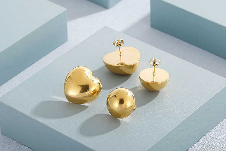 European and American Heart Necklace Semicircle Earrings Electroplating Rhinestone Stainless Steel J