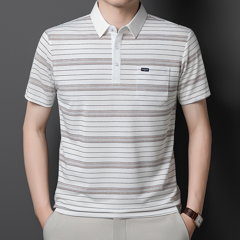 Casual collared men's ice silk quick-dry t-shirt, men's cross-border turn-down collar short-sleeve polo shirt with real pockets Casual collared men's ice silk quick-dry t-shirt, men's cross-border turn-down collar short-sleeve polo shirt with real pockets