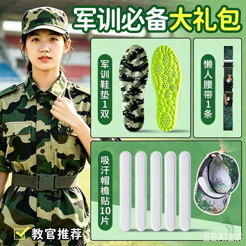 【Military Training Three-Piece Set】Ultra-comfortable military training insoles, anti-odor and sweat-absorbing camouflage belt, sweat-absorbing hat brim patch 【Military Training Three-Piece Set】Ultra-comfortable military training insoles, anti-odor and sweat-absorbing camouflage belt, sweat-absorbing hat brim patch