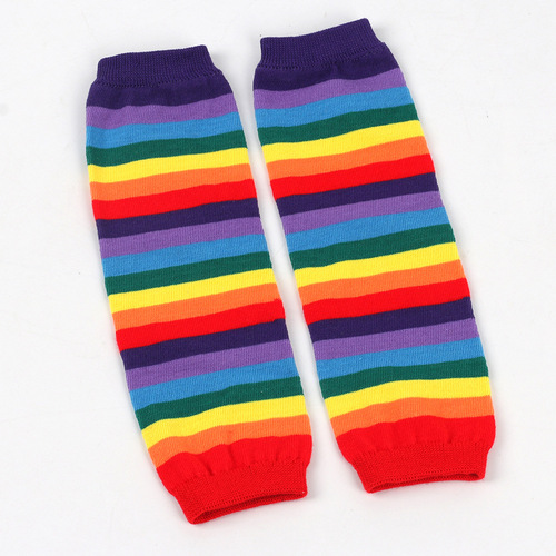 Cross-border rainbow knitted gloves colorful striped sleeves European and American proud colorful holiday party party gloves cosp