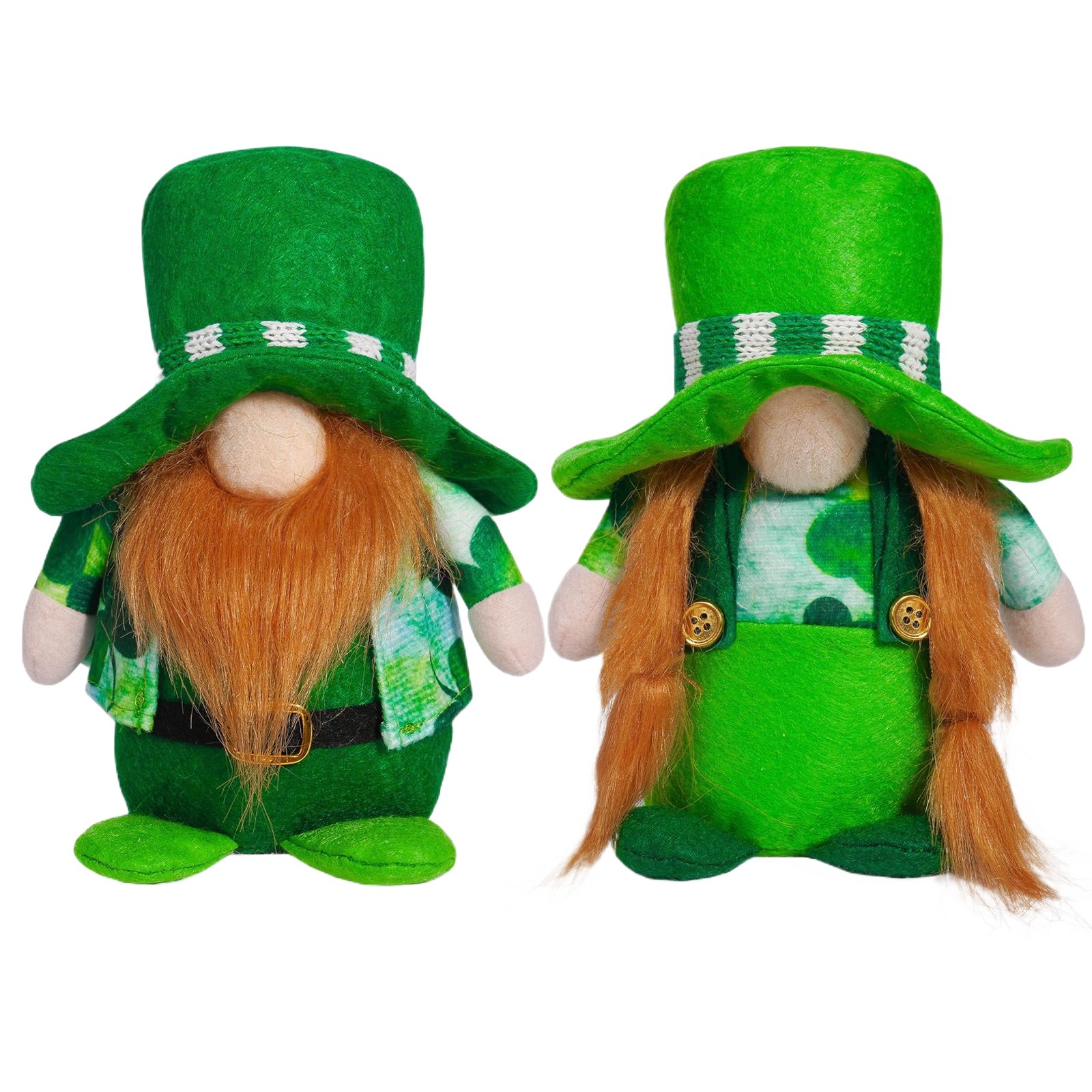 Día de San Patricio irlandés muñeca verde muñeca sin cara muñeca de cuatro hojas enano decoración
