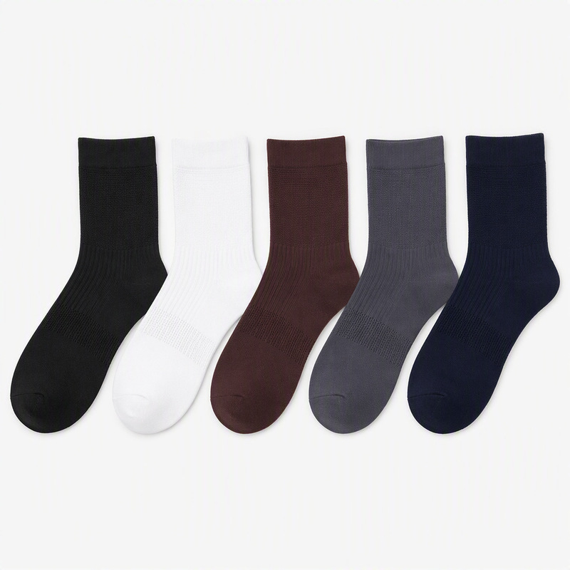 Casual Business Men's Mid-Calf Socks, Deodorant, Sweat-Absorbent and Breathable Cotton Thin Stockings, Spring and Summer Formal Pure Color Suits