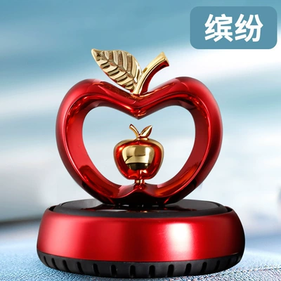 Solar Rotating Car Aromatherapy Car Ornaments Car Perfume Aromatherapy Apple Heart-Shaped Center Console Car Aromatherapy (Car Perfume Aromatherapy) - red-profusion-with-5ml-essential-oil-1-beech-1