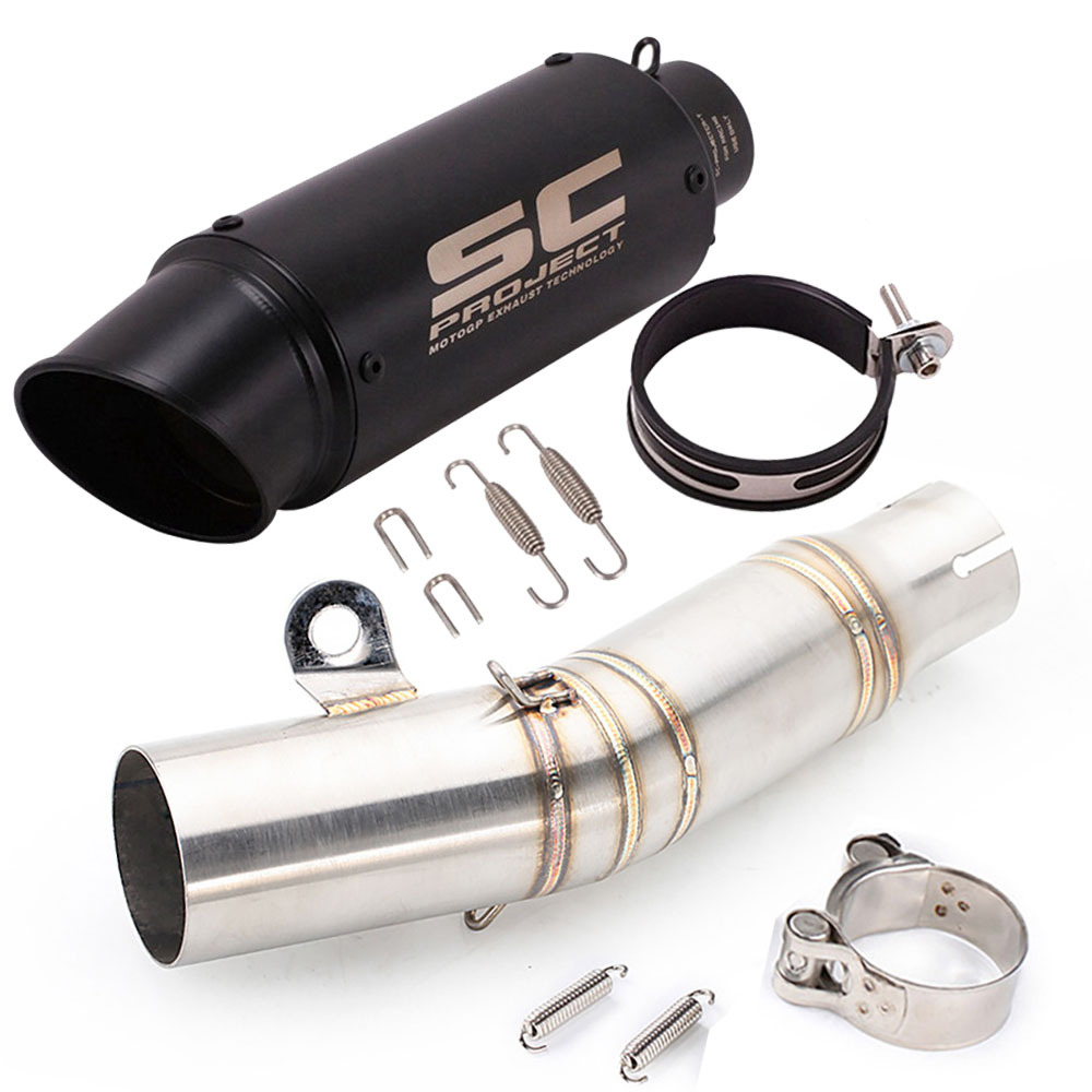 Suitable for Yamaha Yzf-R6 R6 Motorcycle Modified Exhaust Pipe Middle + Tail Section Link Stainless Steel/Carbon