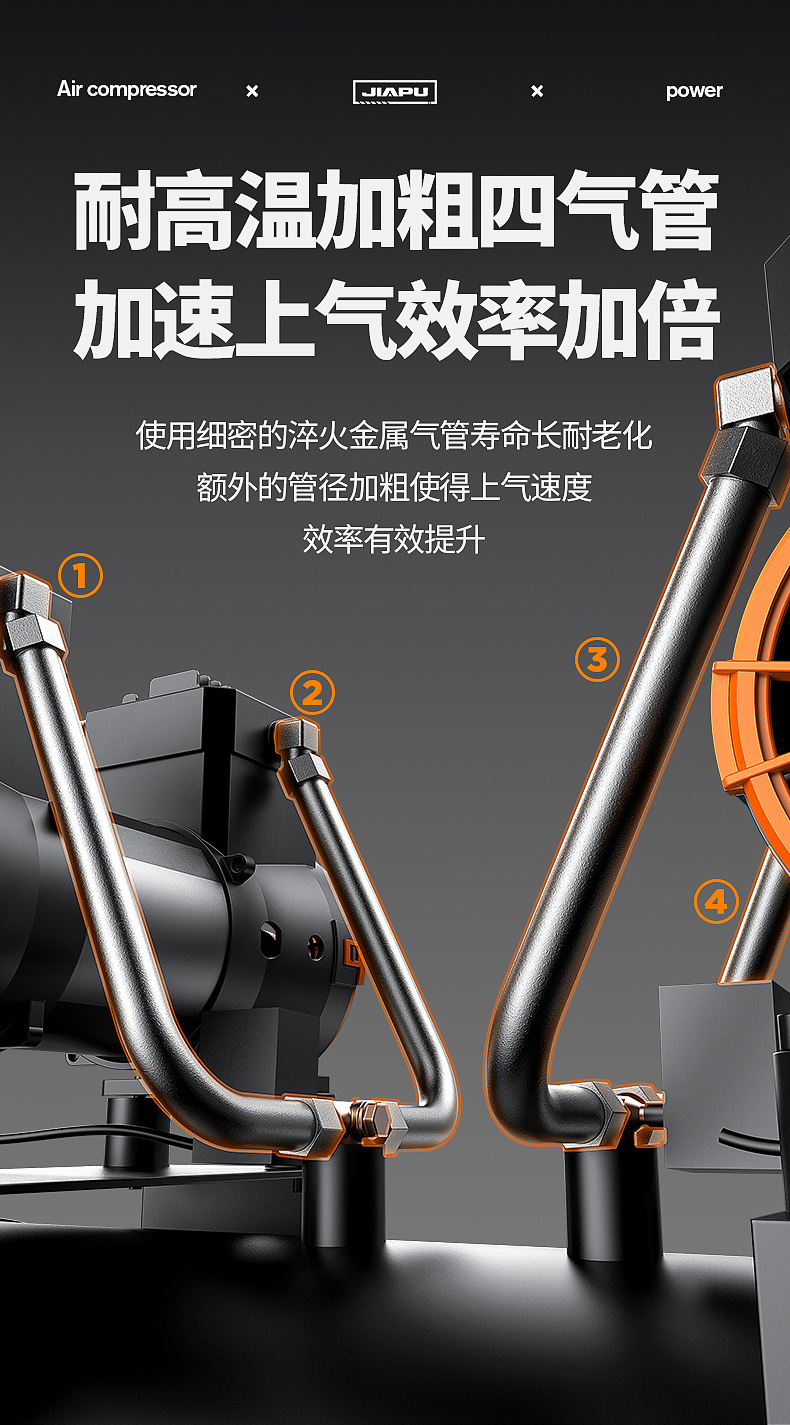 Jiapu Air Compressor Small 220V Oil-Free Silent High-Pressure Air Pump for Woodworking and Spray Painting