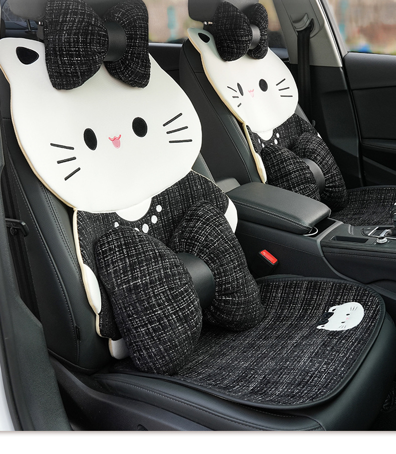 Cute Cartoon Cat Car Seat Cushion, Universal for All Seasons, Non-Slip Car Seat Cover