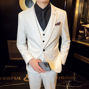 Foreign trade wholesale new men's large size suit Korean double-breasted one-button suit business casual men's three-piece suit