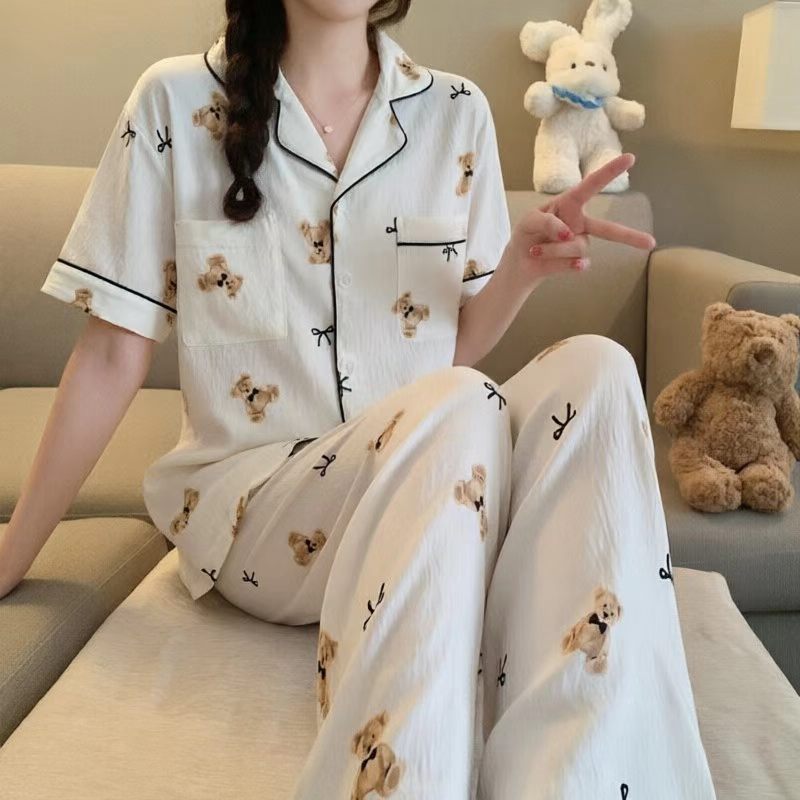 120G nubes pijamas de manga corta tres piezas set de ropa para el hogar sudeste asiático TK comercio exterior transfronterizo pareja de pedidos entidad