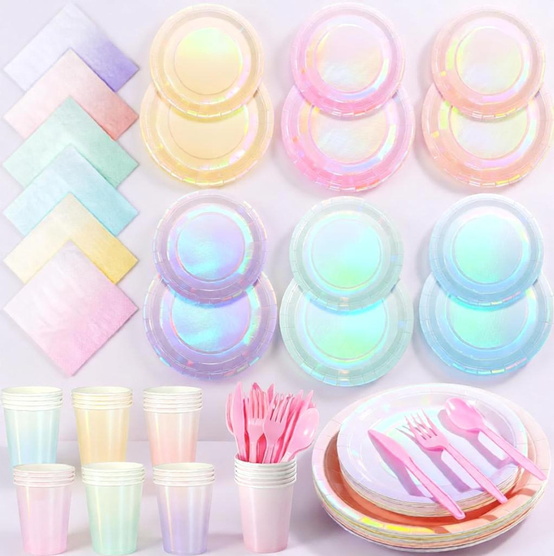 In-Stock Macaron Color Series Dazzling Gradient Laser Party Paper Plates in Various Colors Disposable Plates for Birthday Parties In-Stock Macaron Color Series Dazzling Gradient Laser Party Paper Plates in Various Colors Disposable Plates for Birthday Parties