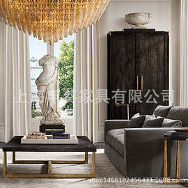 美式乡村简约实木轻奢餐柜橱柜复古经典双门储物柜餐厅别墅样板房