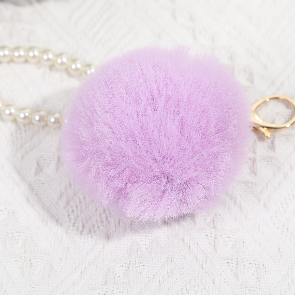 Lindo perla de piel bola colgante bolsa decoración felpa llavero teléfono móvil auricular cubierta coche adornos de piel al por mayor