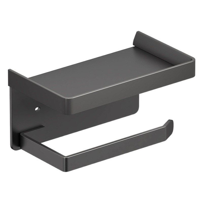 Pistola gris caja de papel higiénico sin sacador titular de papel higiénico titular de rollo de papel higiénico estante de almacenamiento montado en la pared buenas cosas