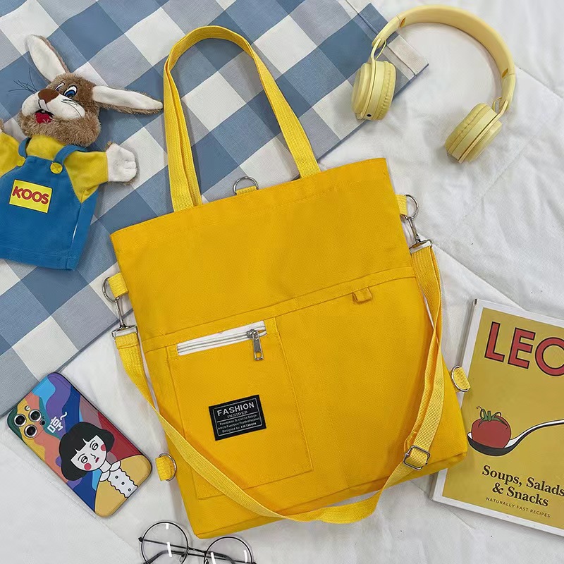 Bolso de lona de un solo hombro coreano para mujer multiusos ins Mochila de almacenamiento para estudiantes universitarios de moda