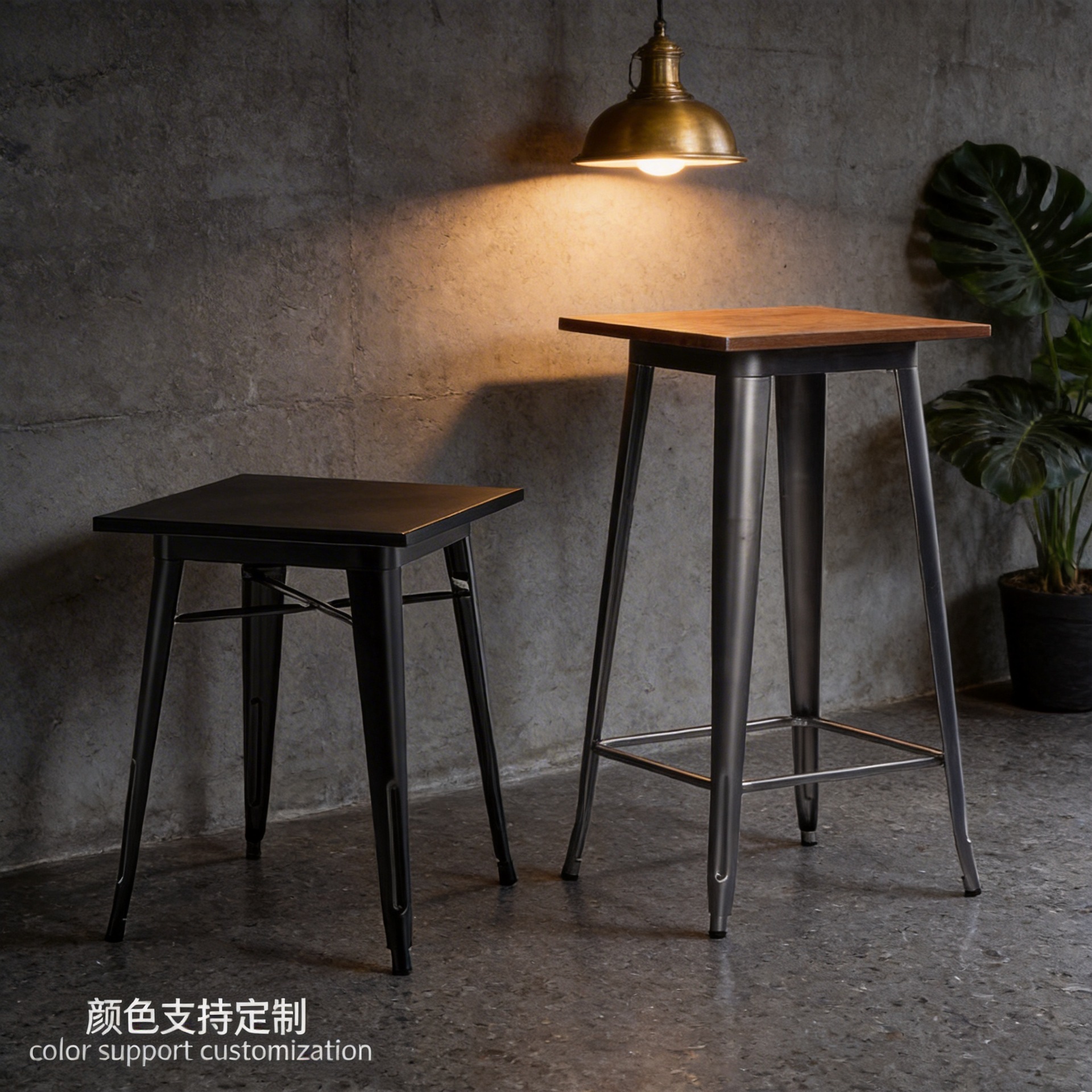 Factory Spot Wholesale Bar Small Bar Table Iron High Table Stainless Steel Industrial Style Metal Dining Table Bar Table