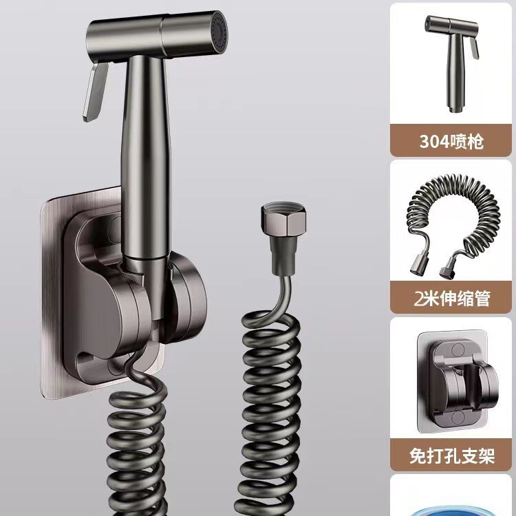 ステンレス製トイレ用スプレーガンセット、加圧式三角バルブ、家庭用トイレ洗浄用、1入口2出口の蛇口|undefined