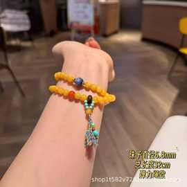 天然蜜蜡手链女款单圈手串饰品礼物送女友闺蜜生日礼物7309