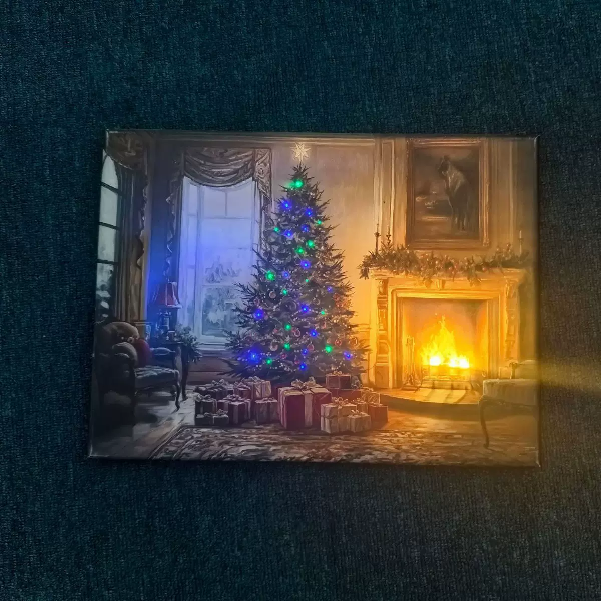 批发定制圣诞节LED帆布画圣诞树发光画跨境热销节日墙面装饰挂画