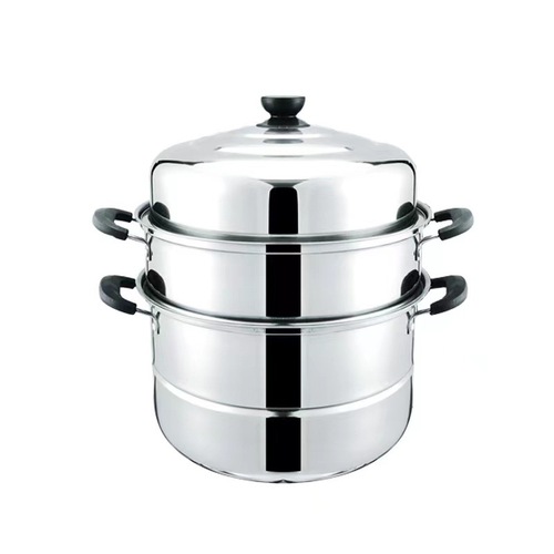 Stainless steel steamer three-layer thickened steamer 28CM multi-functional double-layer steamer gift panda soup steamer wholesale
