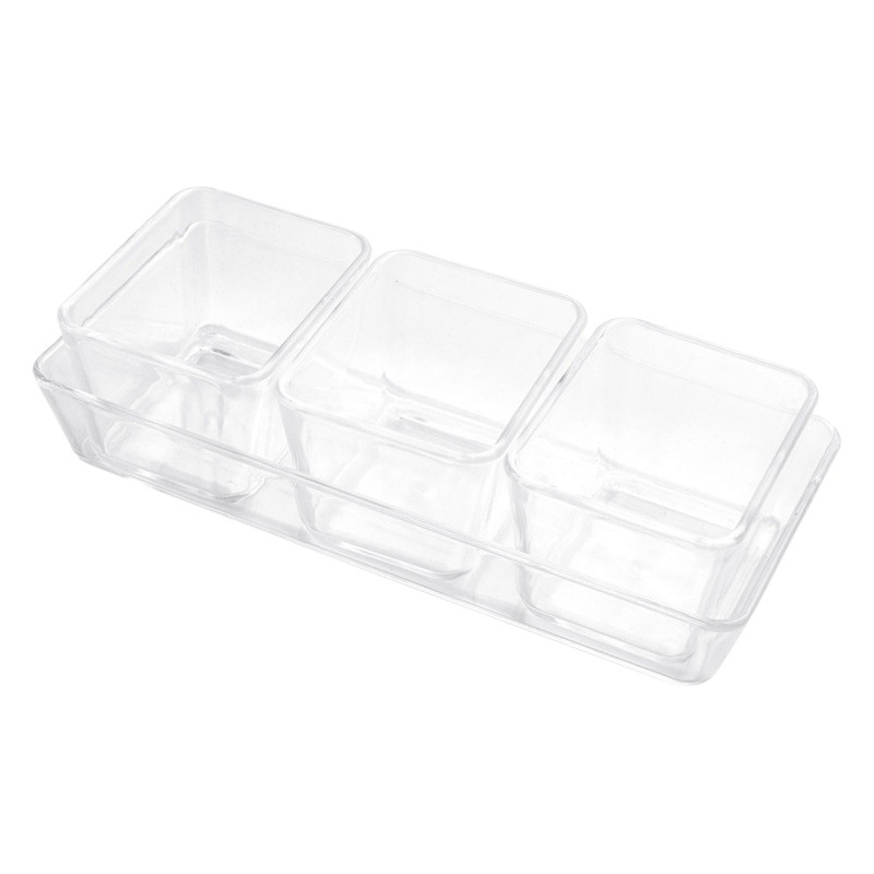 Acrílico PS snack plato rectangular plato de fruta seca transparente de plástico KTV bar montado plato de fruta