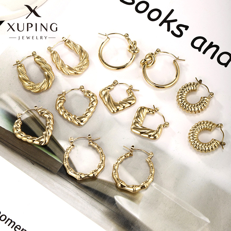 Xuping joyería pendientes de acero inoxidable personalidad europea y americana pendientes fríos geometría simple pendientes de torsión al por mayor mujeres