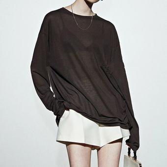 现货MSTHEM 超轻柔肤感_真丝微透轻盈裸感宽松懒人T恤  高级感夏