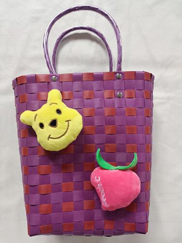 Xiaohongshu shopping basket colorful shopping basket fashionable handbag beach bag picnic basket handmade woven basket