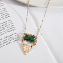 潮流设计 欧美风饰品 三角形时尚个性卷珠潮流百搭孔雀石项链女