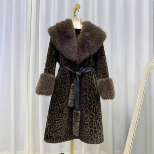 2024 autumn and winter new style mink velvet fashion leopard print women's gold mink velvet loose temperament noble fur coat