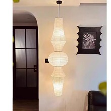 日式侘寂风野口勇宣纸长吊灯设计师沙发旁别墅楼梯间服装店极简风