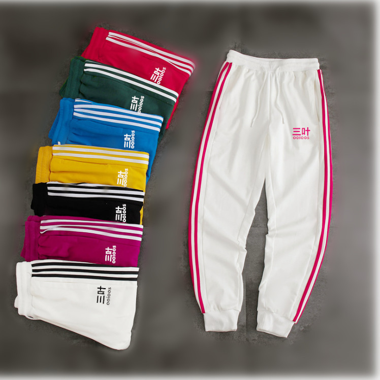 2024 Cross-border New Couple's European and American Trendy Brand Three-bar Sports Pants Hong Kong-style Trendy Loose Casual Pants for Men and Women
