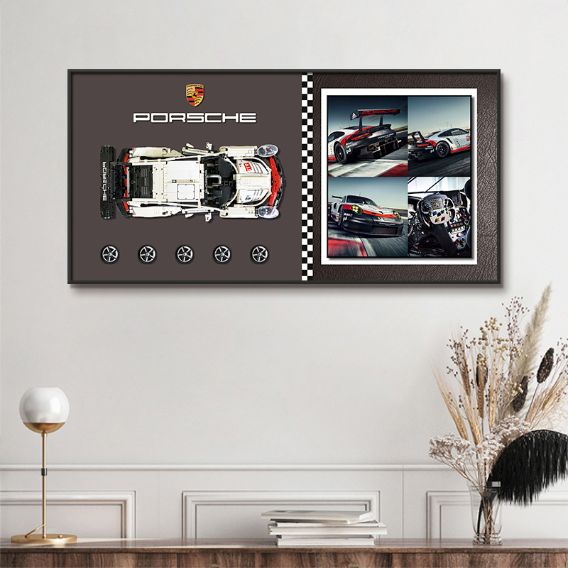 Compatible con bloques de construcción de automóviles Lego, pintura decorativa, marco de fotos en la pared, mural, sala de estar, porche, habitación creativa para niños, objetos tridimensionales