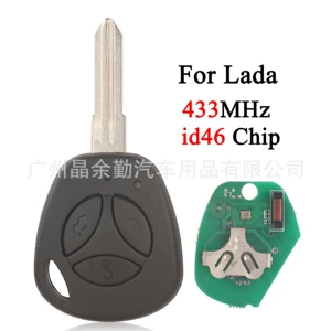 Lada 433 tezlikli ID46 çip avtomobil açarı, düz lövhəli pult, 3 düyməli