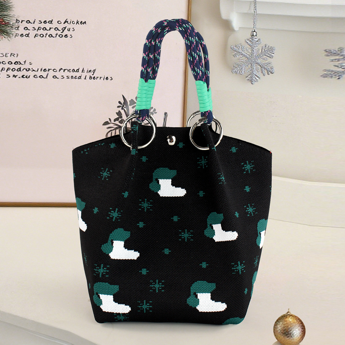 Bolsas de regalo de Navidad Amazon 2025 nuevas bolsas de regalo de Navidad bolsas de embalaje de cuerda de dibujo bolsas de dulces al por mayor en stock