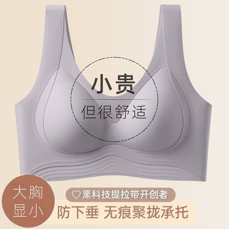 2026新款大胸显小内衣女提拉聚拢防下垂收副乳无钢圈无痕薄款文胸