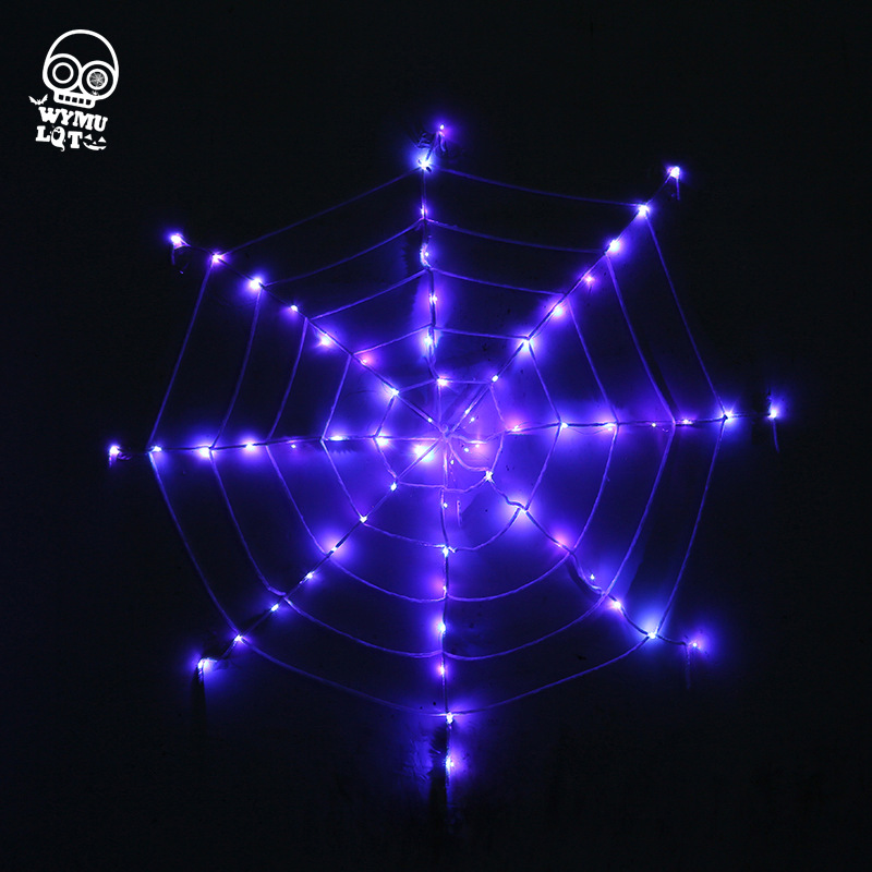 Decoración de Halloween luminosa tela de araña triángulo traje de red diseño de Sitio Grande araña bar decoración Amazon