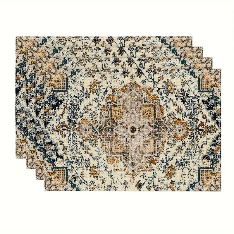 Transfronterizos lino almohadilla de mesa Aliexpress TEMU Amazon almohadilla de mesa cuadrada búfalo rojo almohadilla de Navidad Día de la Independencia