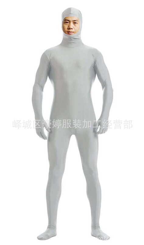 莱卡全包开脸连体紧身衣zentai纯色塑身衣舞台表演服演出装走秀|undefined