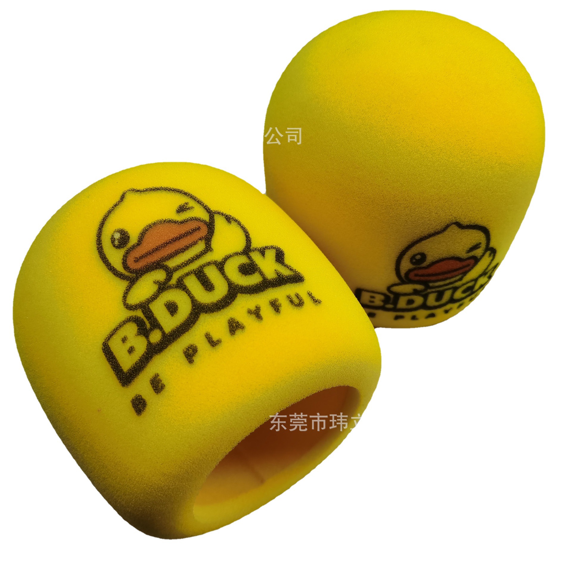 小黄鸭话筒海绵罩 彩色防风海绵丝印LOGO 蓝牙手持电容麦话筒套