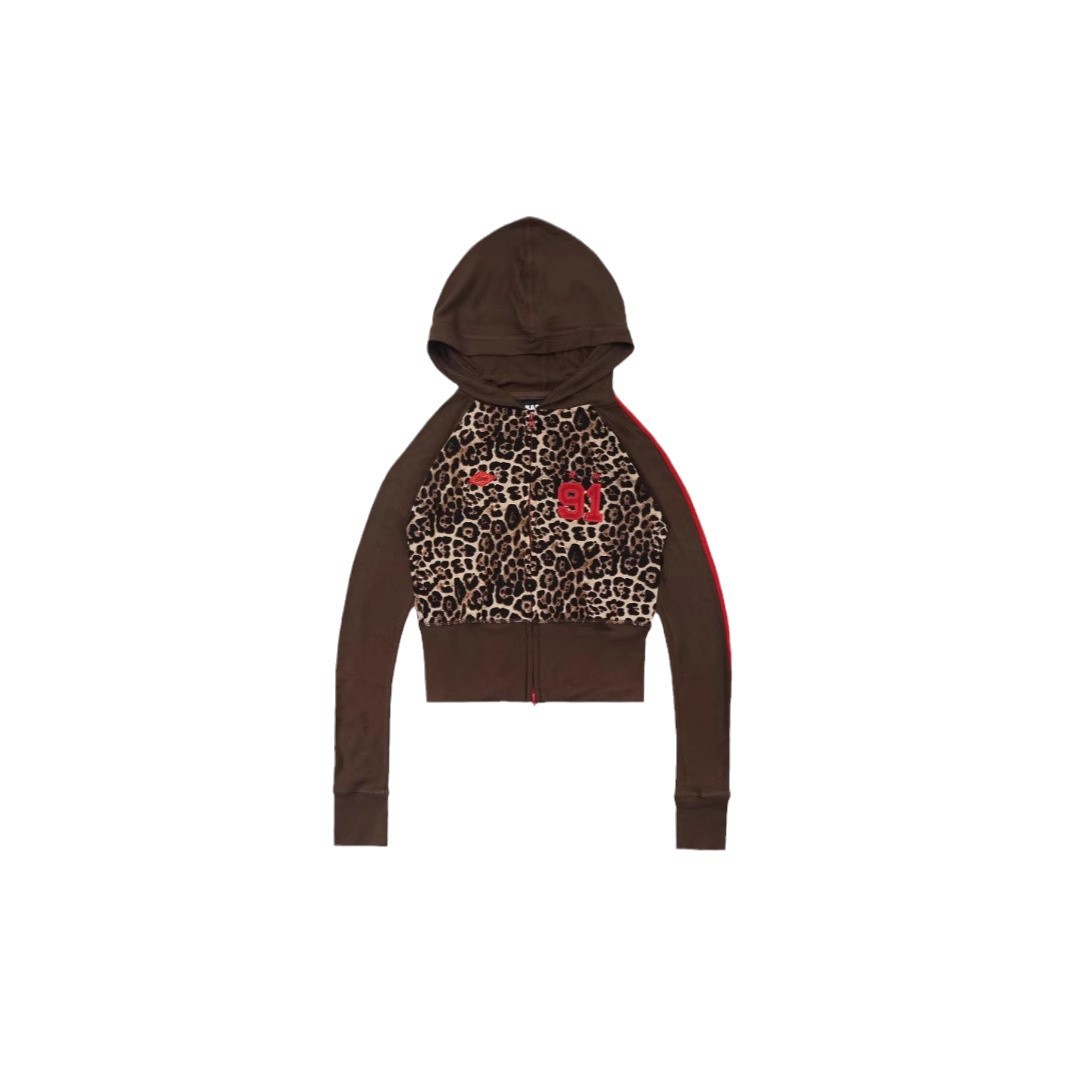 Badblood豹紋折り畳み平角半ズボン子供アメリカレトロセクシーギャル衝突色刺繍レギンス潮