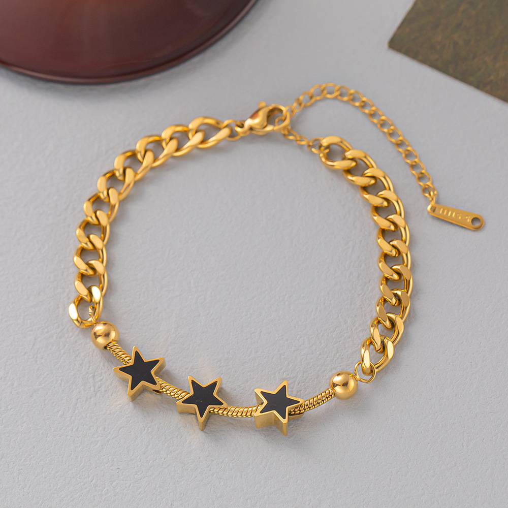 Simple Style Star 304 Stainless Steel 18K Gold Plated Acrylic Bracelets In Bulk display picture 1