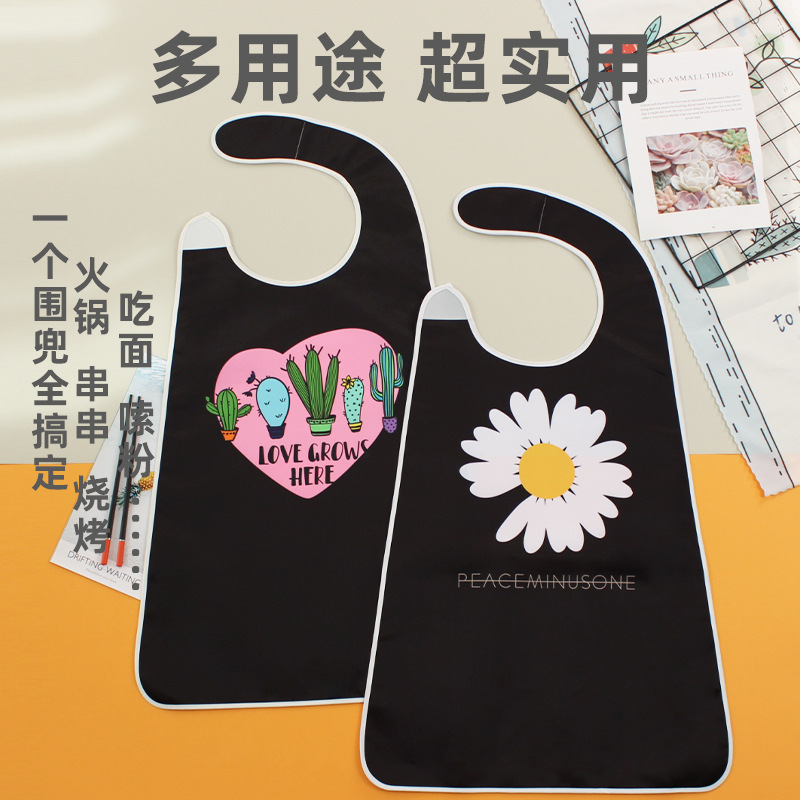 Suministro transfronterizo babero adulto a prueba de aceite a prueba de salpicaduras babero adulto de moda lindo babero olla caliente restaurante invitado delantal impermeable