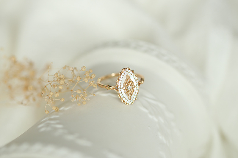 925 Sterling Silver Material 925 Sterling Silver Shell Zircon Geometric Rings 925 Sterling Silver Rings