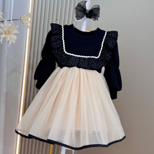 女童加绒连衣裙秋冬新款儿童洋气宝宝小香风公主裙小童冬季网纱裙