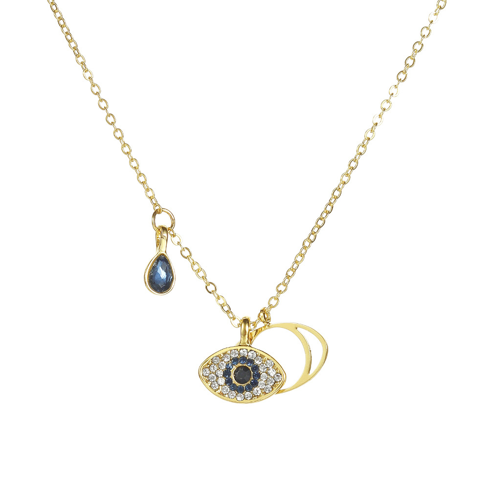 Fashion Devilu0027S Eye Alloy Enamel Rhinestones Womenu0027S Pendant Necklace