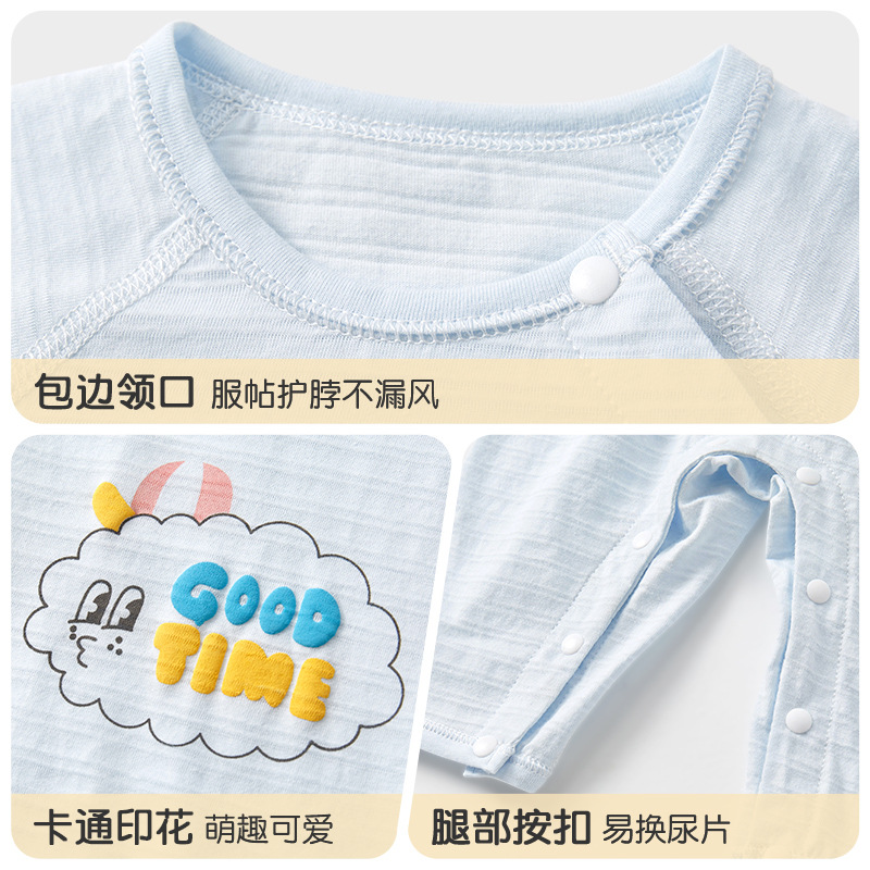 Bebé verano mono ropa de recién nacido algodón fino de manga larga aire acondicionado pijamas para hombres y mujeres ropa de verano para bebés
