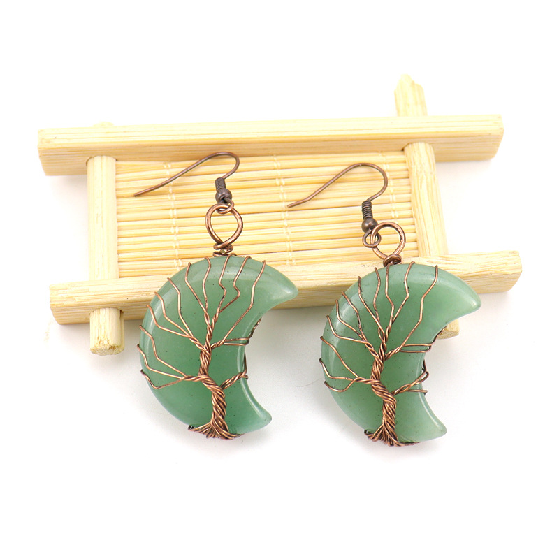 Simple Style Moon natural stone Copper Plating Drop Earrings 1 Pair