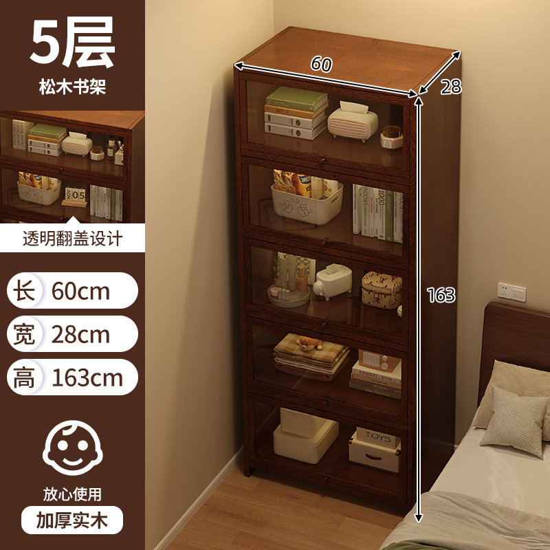 Mesita de noche de madera maciza estantería estante de piso a techo hogar a prueba de polvo gabinete de exhibición gabinete de almacenamiento dormitorio junto a la cama pequeña estantería