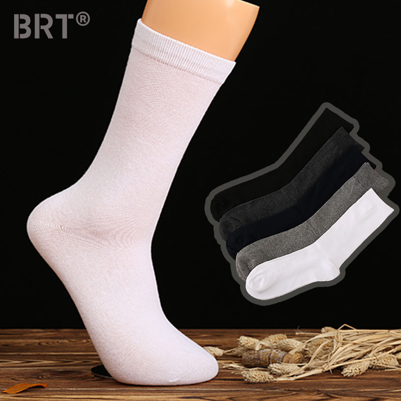 Men's Cotton Solid Color High Tube All-Season Black and White Socks Business Suit Socks Long Tube Socks New Cotton Men's Socks Large Size Long Socks