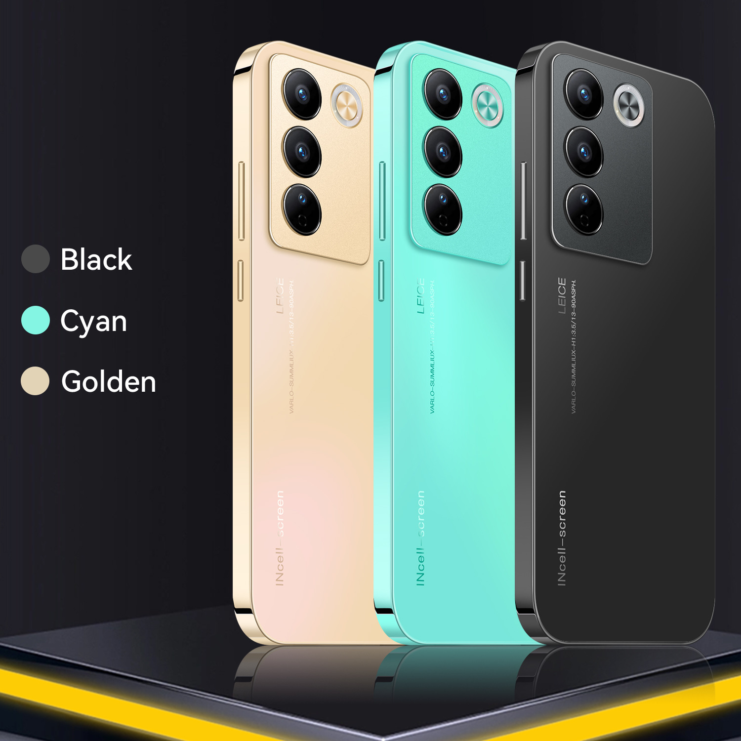 Smartphone (OZOM) V27E Android, Multi-region Memory Options, Colors Black/Emerald/Gold